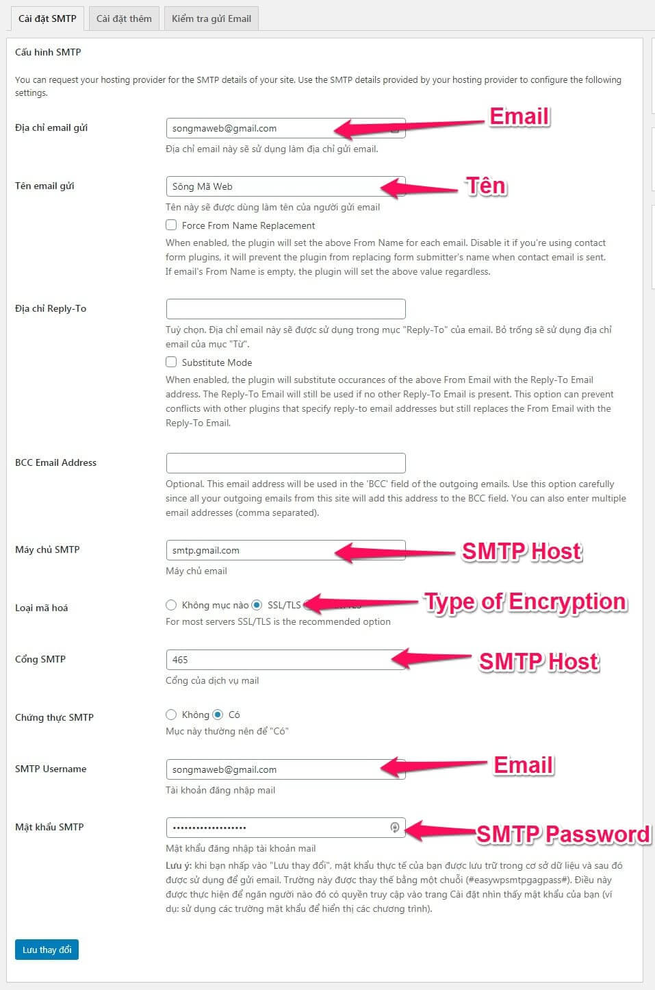 Cấu hình SMTP